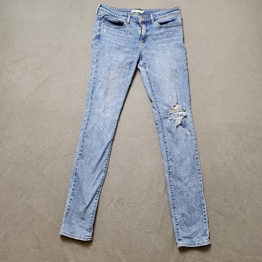 Levi's Blue 711 Skinny Jeans Size 30 - Distressed